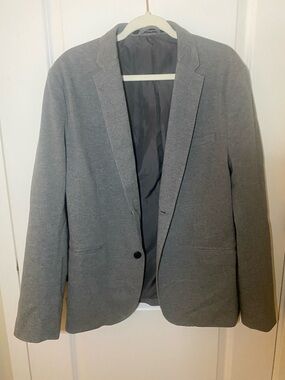 H&M Gray Single-Breasted Knit Blazer
